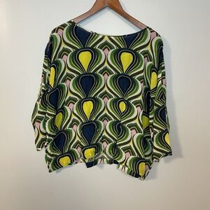 M Missoni 100% Silk Abstract Multicolor Printed Blouse‎ Top Womens Medium Italy